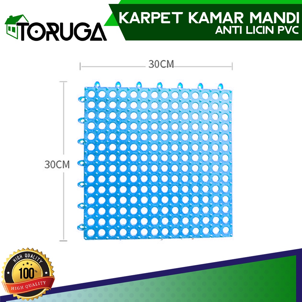 Karpet Kamar Mandi Anti Slip Anti Licin Polkadot PVC Mat Alas Kamar Mandi Polkadot Bathroom