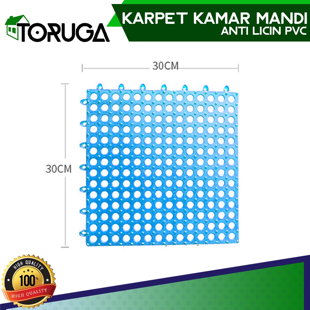 Karpet Kamar Mandi Anti Slip Anti Licin Polkadot PVC Mat Alas Kamar Mandi Polkadot Bathroom