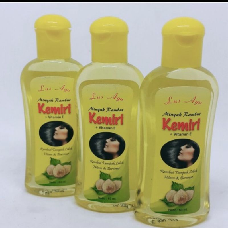 KEMIRI MINYAK RAMBUT 63ML/ LUS AYU + VITAMIN E/BPOM