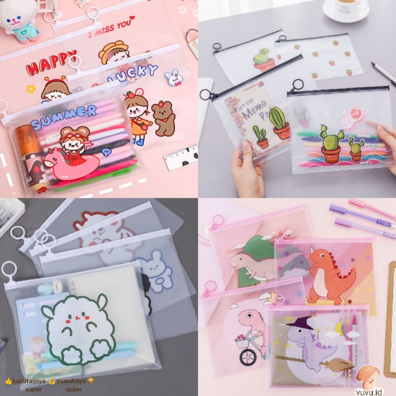 

Tempat Pensil Transparan/kotak pensil Map File/ Zipper Bag