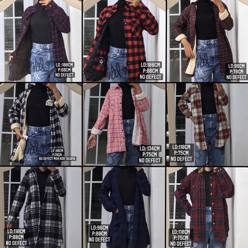 preloved kemeja flanel Sherpa/ bulu