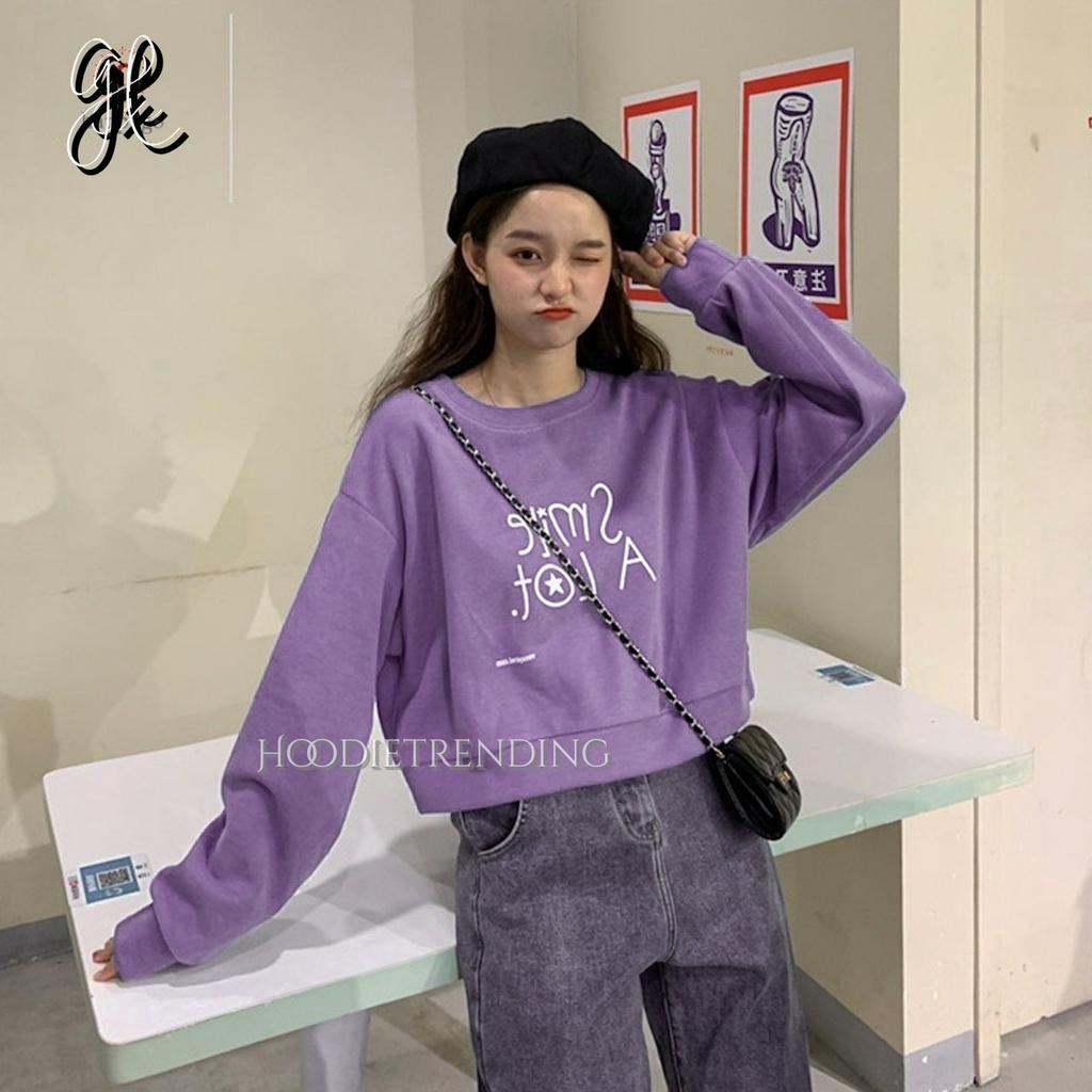 HODISO  - Sweater Crop Smile A Lot  Allsize &amp; Oversized Korean Style