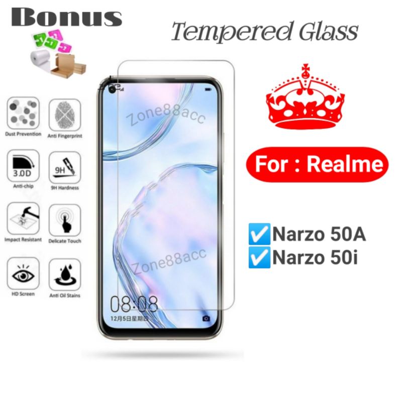 Antigores Tempered glass screen guard protector Realme Narzo 50A 50i 50 A i TG Bening Antiblue Spy Blue light Full Garskin Lensa Lens Pelindung Layar 9D