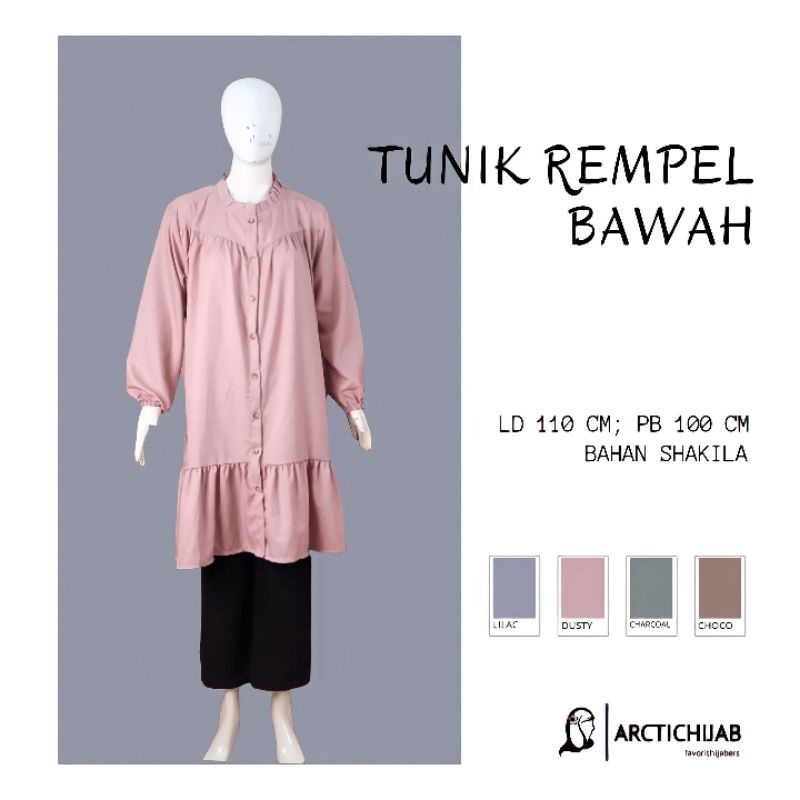 TUNIK REMPEL BAWAH | ATASAN TUNIK BAHAN SHAKILA | TUNIK MODEL REMPEL BUSUI