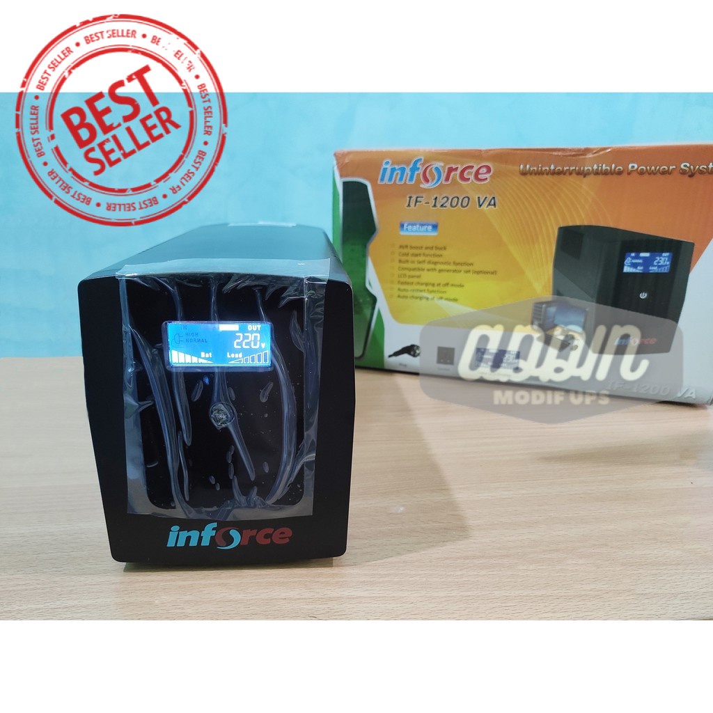 UPS Inforce IF1200 1200VA Dilengkapi AVR & LCD Display - Baru ADDIN Modif UPS