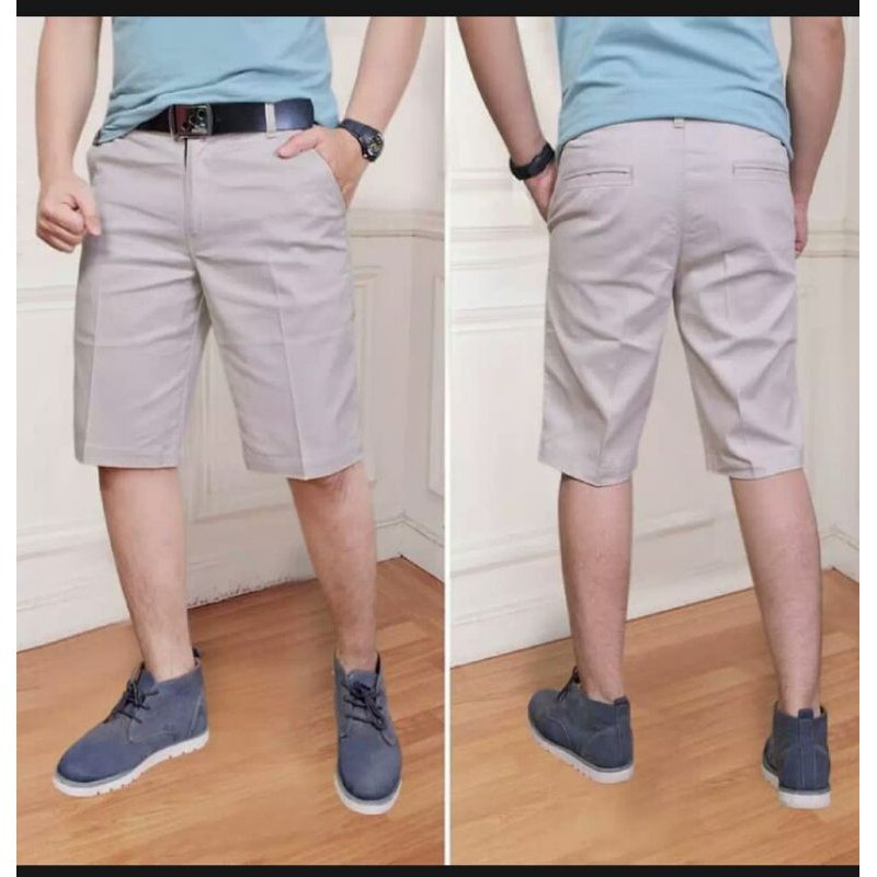 TERLARIS CELANA PENDEK CHINO CINO  PRIA DEWASA BAHAN DRILL BIG SIZE JUMBO 27-38 YES-Chino pndk cream
