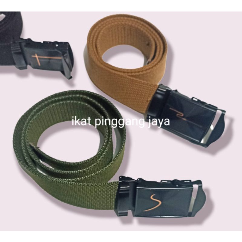 ikat pinggang peria ikat pinggang katun / kanvas gesper  angkat hitam