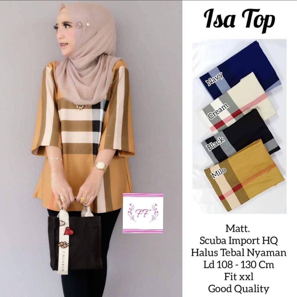 BLOUSE SCUBA JUMBO BAJU ATASAN SCUBA PREMIUM JUMBO MOTIF KOTAK BIG SIZE FIT TO 3XL