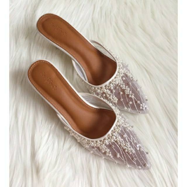 Wedding Shoes , sepatu payet, heels pengantin white pearl