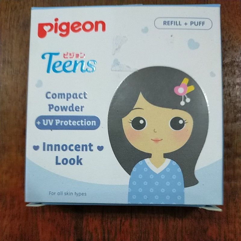 pigeon teens compact powder innocent look 14g refill + puff (dulunya hypoallergenic)