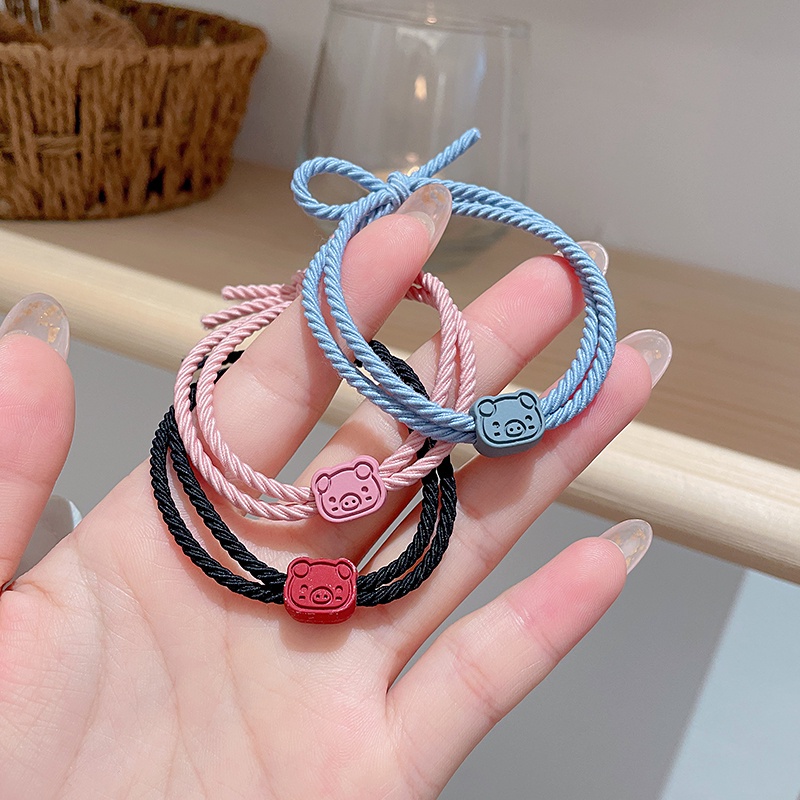 Gelang Tali Rambut Fungsi Ganda Desain Babi Gaya Korea Untuk Pasangan-7