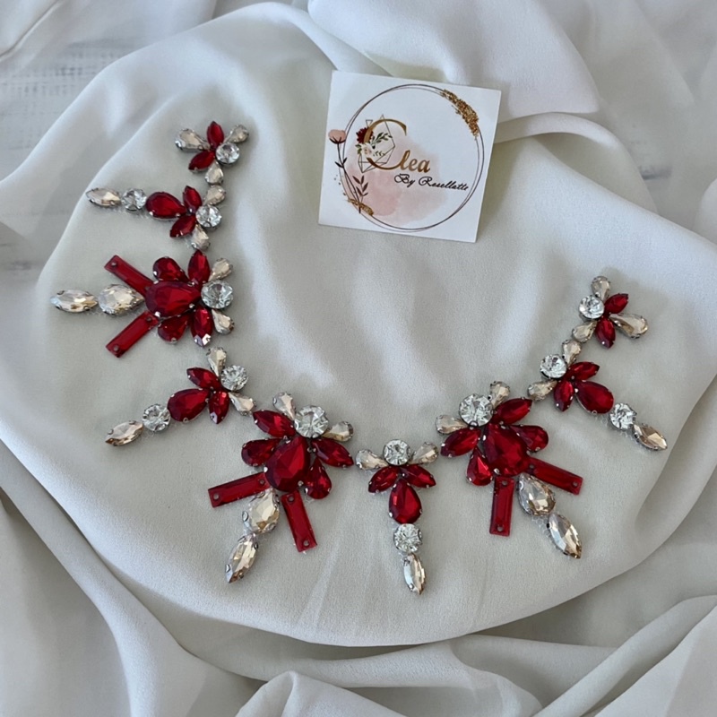 Payet rangkai / permata baju / payet kebaya “Ribbon” N89 in red & gold