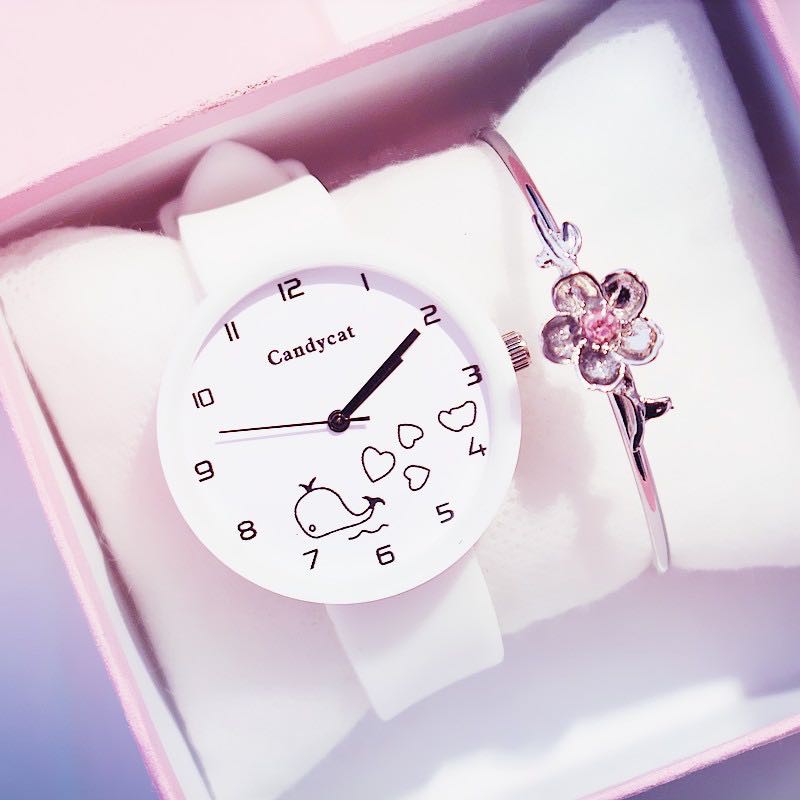 Jam Tangan Wanita Casual Lucu Sederhana Jam Candycat Jam Tangan Ikan Candy Cat Watch