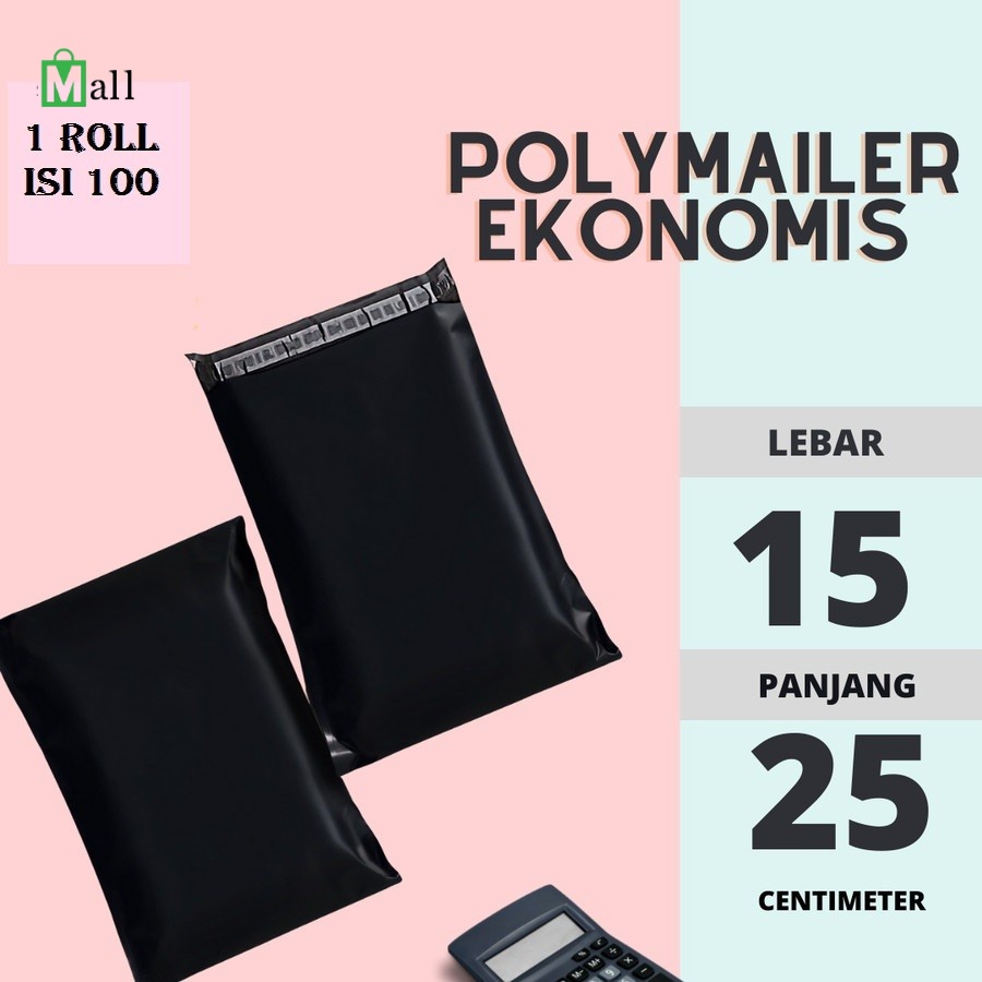 

PL15 - POLYMAILER Plastik 15x25 Kantong Packing Hitam Premium 100 Pcs