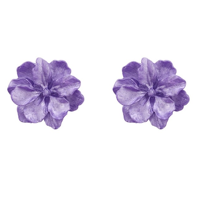 Anting Wanita Korea Bunga-bunga/ Korean Flowers Shape Earrings-Bunga Ungu Elegan