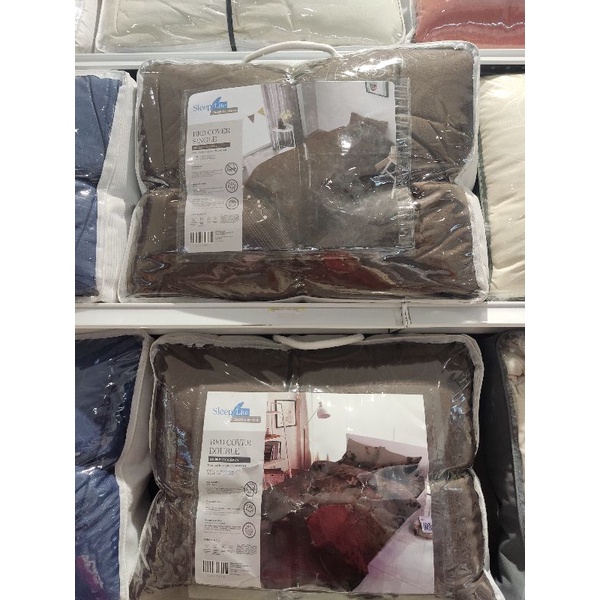 Krishome/sleeplite set bedcover&sprei embos brown/coklat  single/double