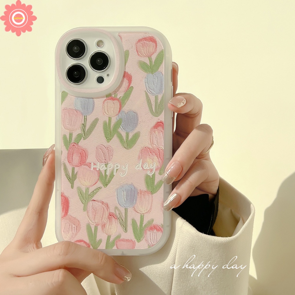 Case Bunga Tulip Relief 3D Samsung A14 A04 A04S A04E A23 A33 A53 A73 A03s A13 A12 M23 A03 Core A22 A52 A72 A52s A51 A71 A50 A50s A30s A32 A31 A11 A20s Lukisan Cat Minyak Soft Cover