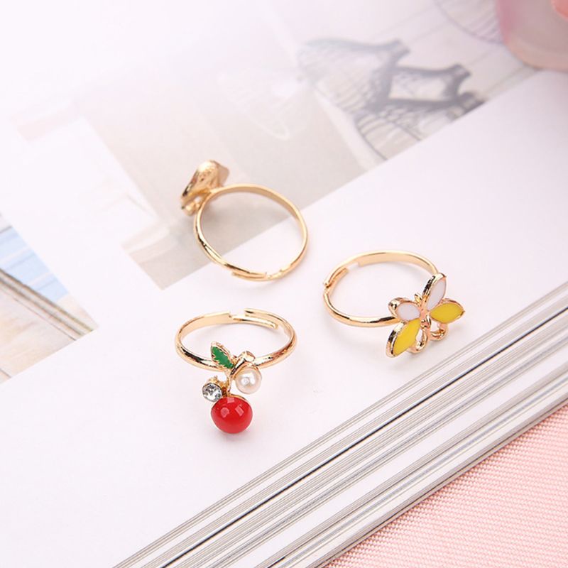 SIY Adjustable Flower Animal Ring 36 Pcs Cartoon Children Rings for Kids