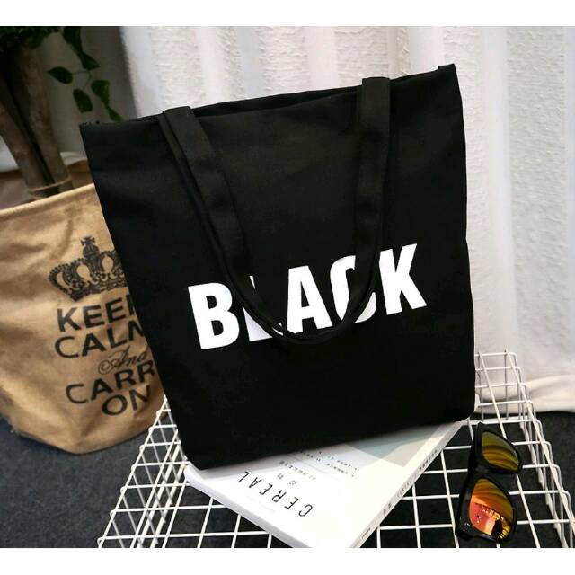 Tote Bag Kanvas Tas Tote Fashion Wanita Simple Tas Kuliah Sling Bag