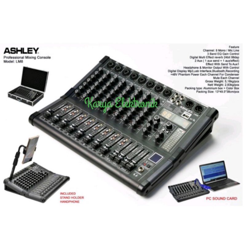MIXER ASHLEY LM8 ORIGINAL MIXER ASHLEY LM 8 FREE HARDCASE