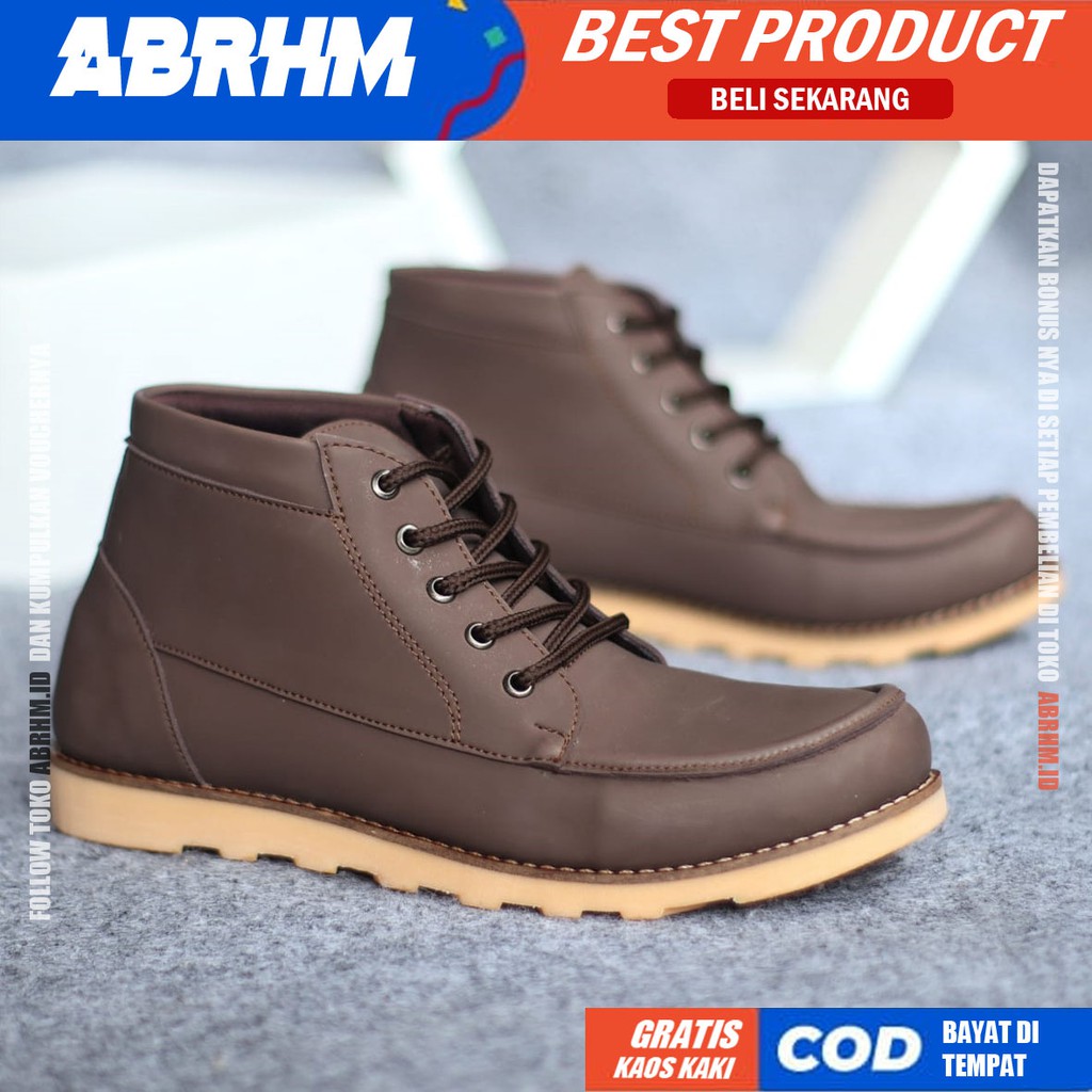 ABRHM x HARLY Sepatu Boots Casual Pria Semi Kulit Kasual Kerja Cowok Original