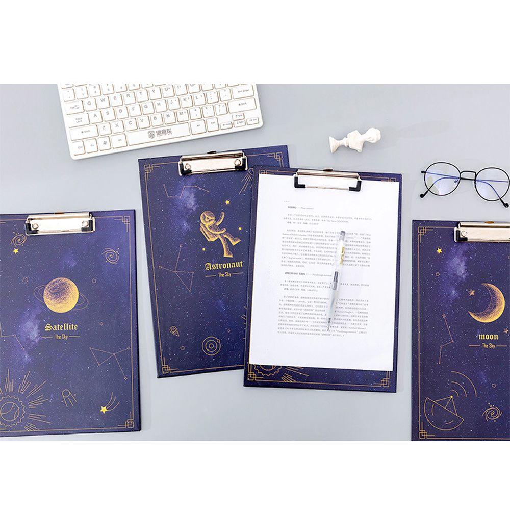 [Elegan] A4 Papan Kertas Gantung Lubang Multifungsi Paperboard Klip Tulisan Pad Dream Starry Star Sky Splint Document Board Clip