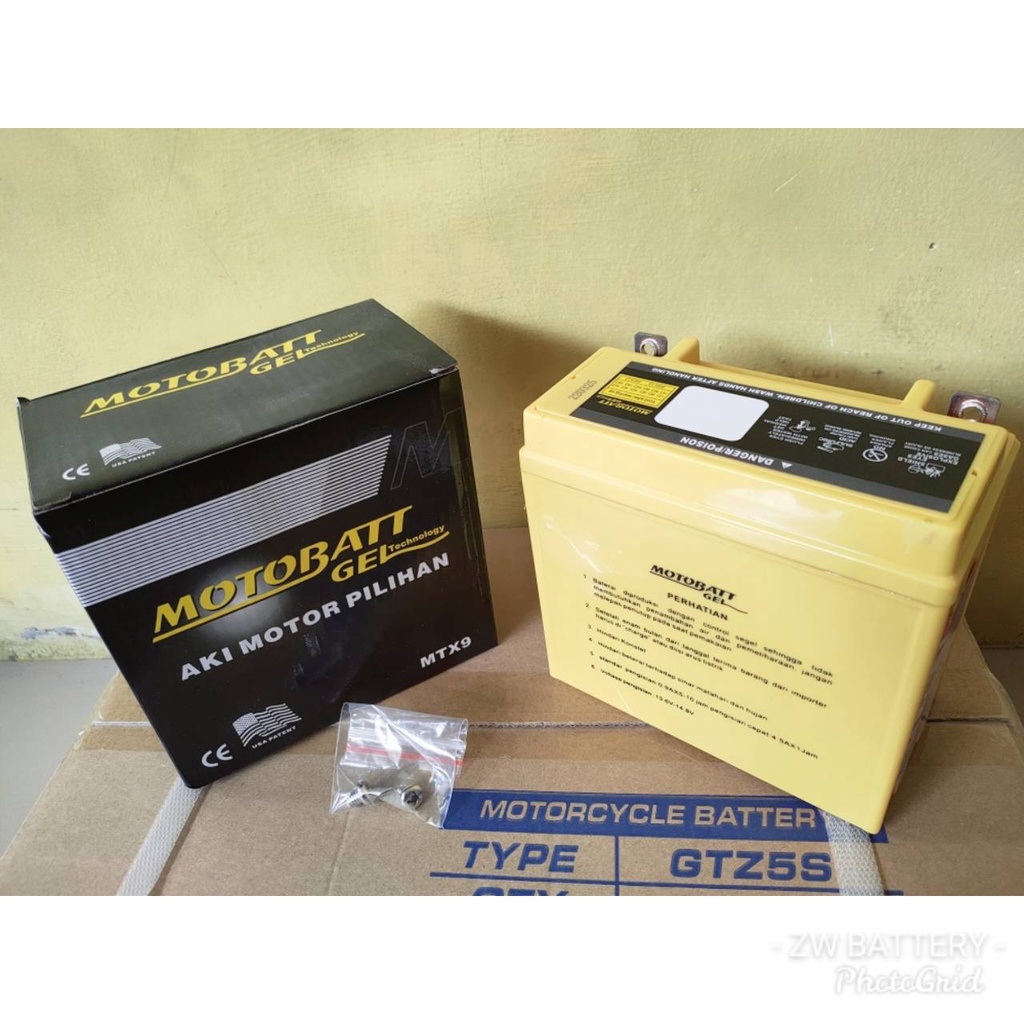 Aki Motor Pulsar 180-200 -TVS Apache 150 Motobatt MTX9 Aki Gel-Aki Kering 9Ah