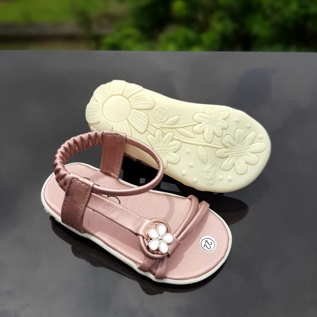 TOKOERS SDP11-2225 Sandal Tali Anak Perempuan umur 1 2 3 tahun - Sol Karet Anti Slip Motif Bunga