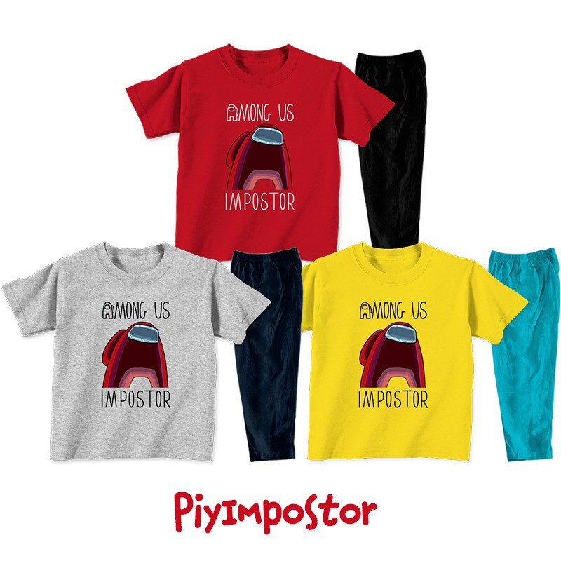 Baju Tidur Piyama Anak Game Among Us Usia 2 - 8 Tahun Combed 30s Lembut