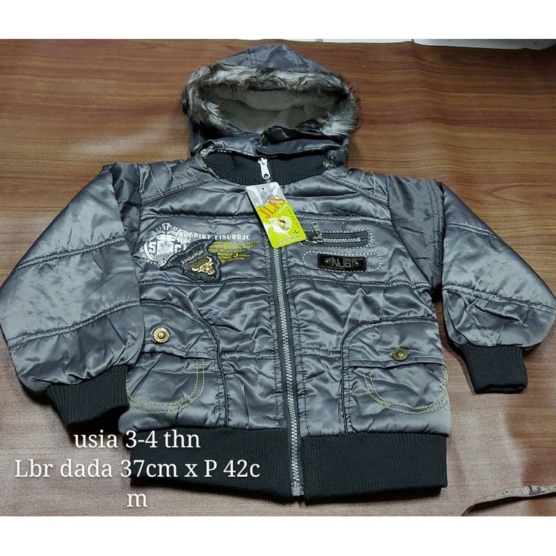 jaket anak laki 2-4th tebal tahan dingin angin kulit parasit keren / mantel cowok keren / outerwear