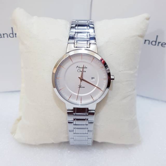 JAM TANGAN WANITA ALEXANDRE CHRISTIE AC 2837 SILVER WHITE ORIGINAL