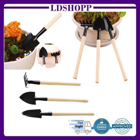 LDS SS06 Set Sekop Garpu Cangkul Mini 3 in 1 / Alat Berkebun / Garden Tools Ukuran Kecil