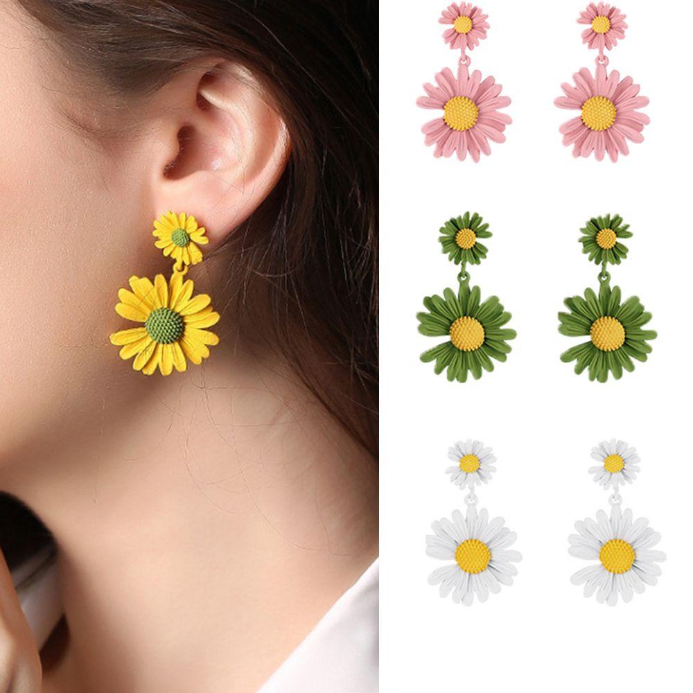 Anting Juntai Bentuk Bunga Daisy Warna-Warni Gaya Korea Untuk Wanita