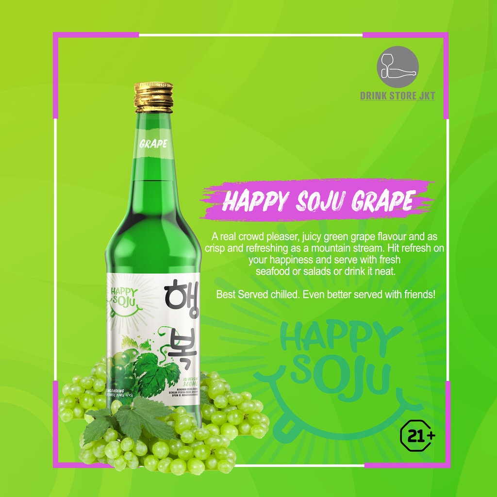 Jual Happy Soju Green Grape 1 BOTOL [360ML] Shopee Indonesia