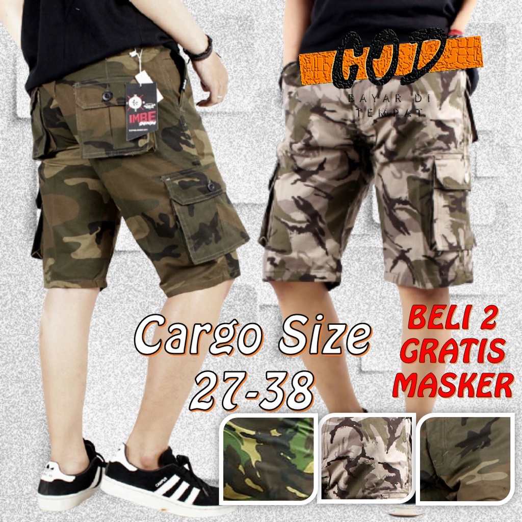 Celana Cargo Pria Army Loreng Pendek Celana Santai Pendek Cowok Dewasa Army Loreng
