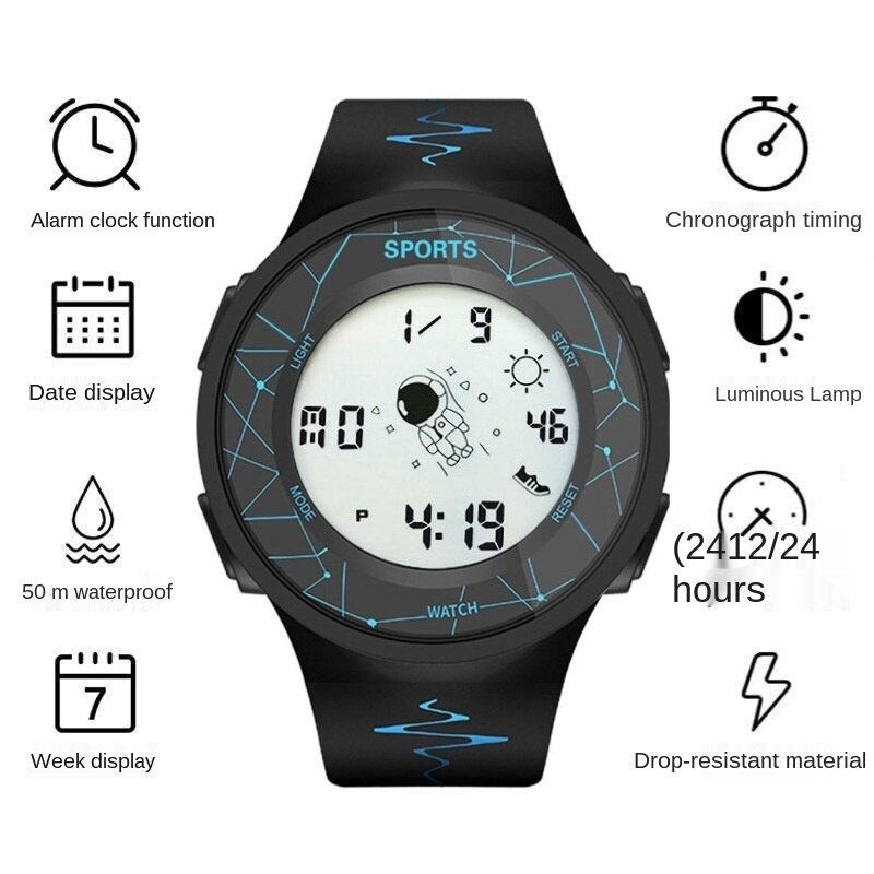 Jam Tangan Anak Sport Spaceman Electronic Watch Luminous Watch Cewek Cowok