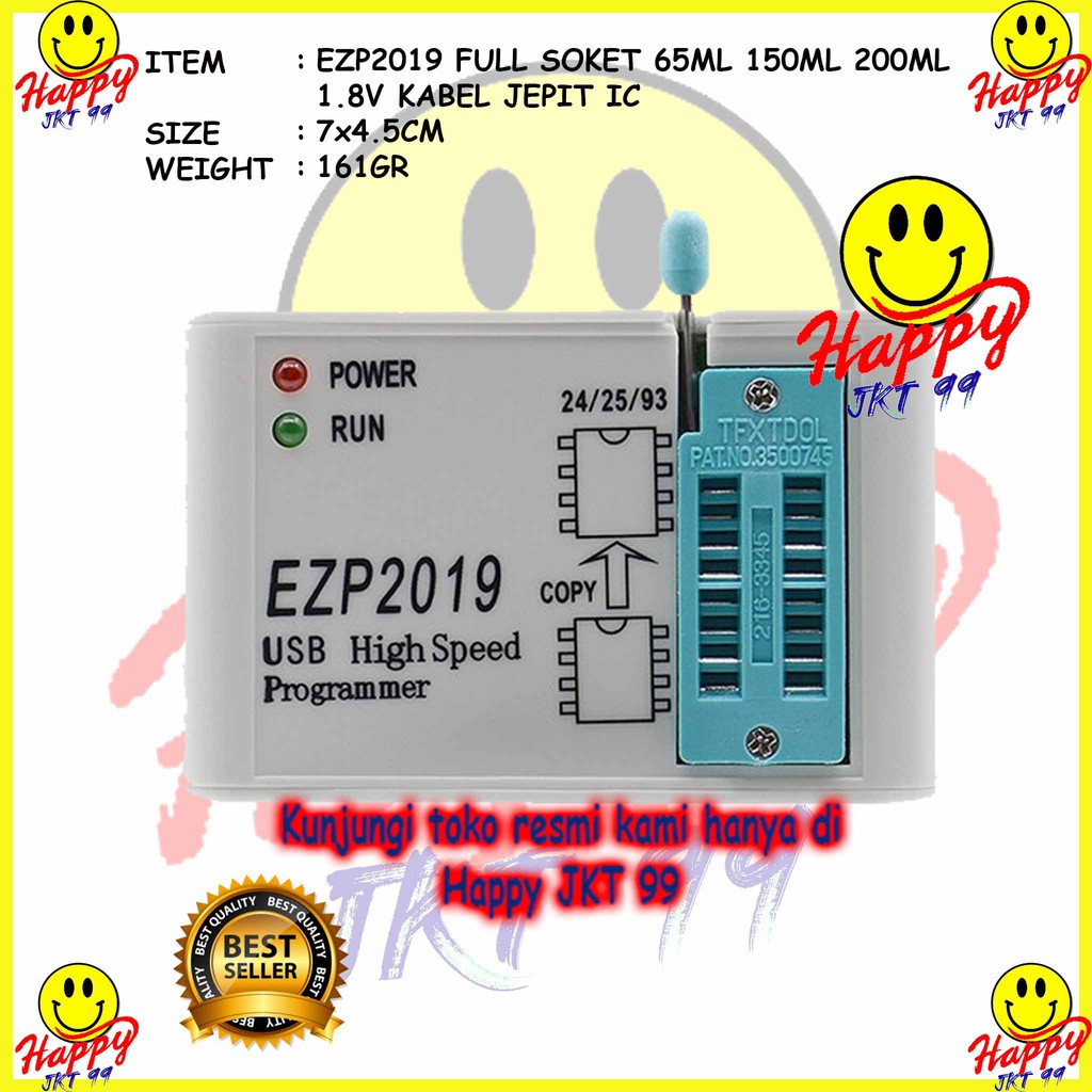 [ HAPPY JKT 99 ] FULLSET ALAT FLASH BIOS PROGRAMMER EZP2019+ 150+200+65+1.8V+KABEL JEPIT IC