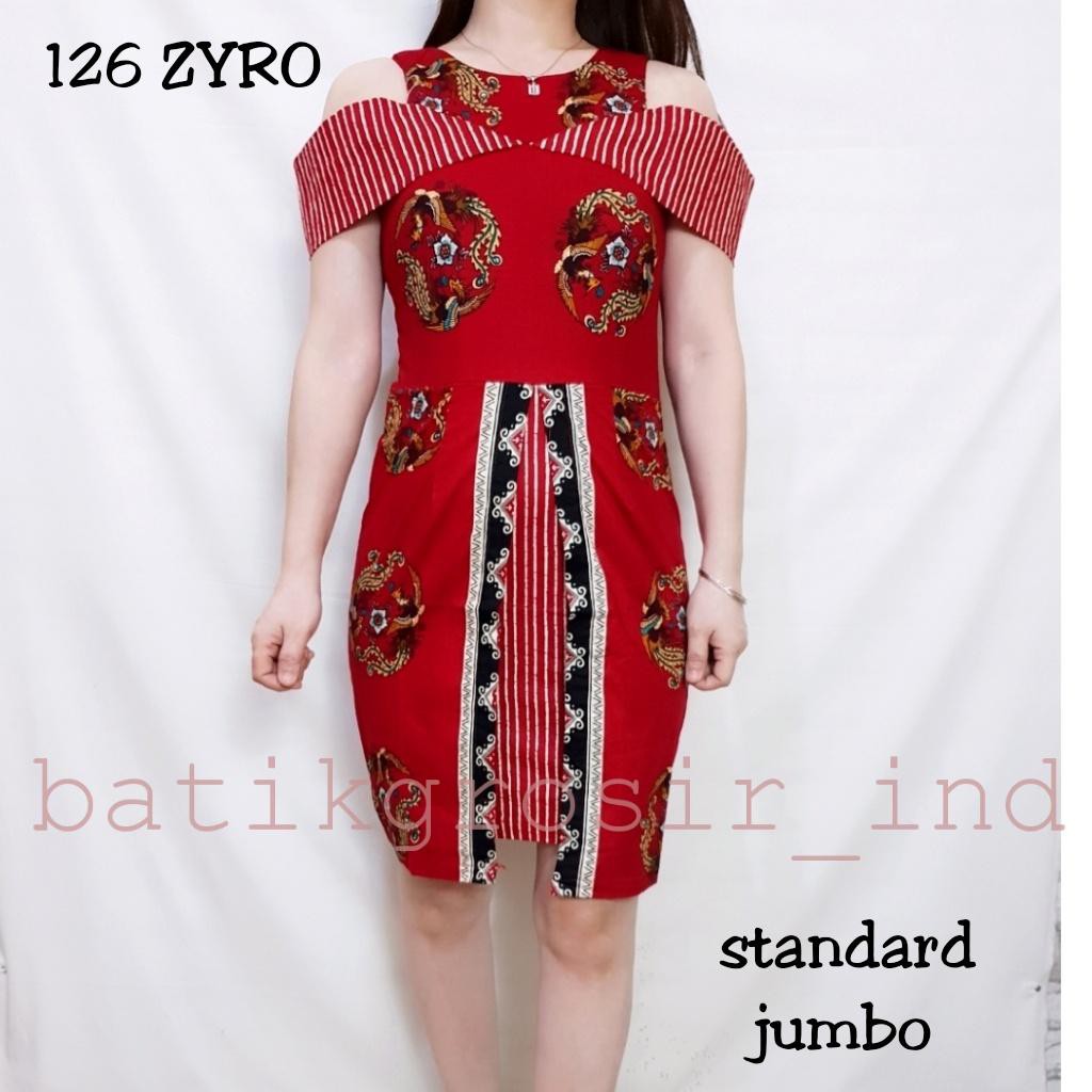 DRESS 126 ZYRO DRESS BATIK  SABRINA WARNA MERAH EDISI  