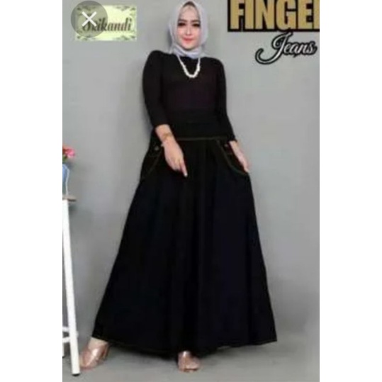 Rok Jeans Panjang Wanita Dewasa  Ukuran Standar dan jumbo Motif dan Polos  Murah - Semi Jeans - Serba 35