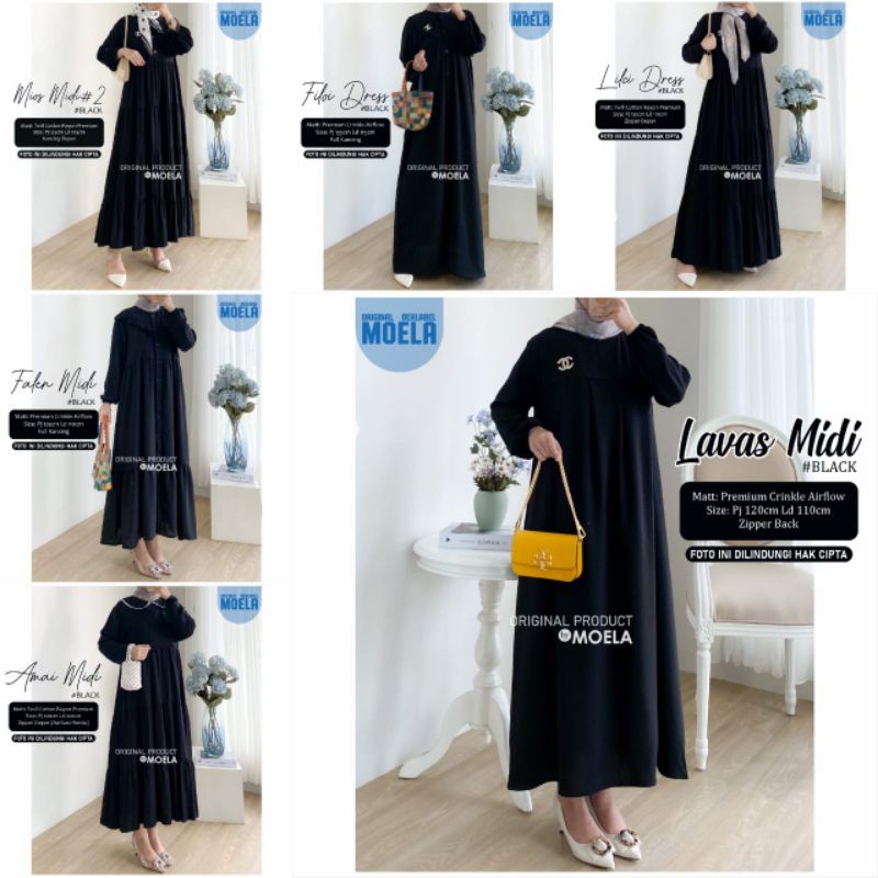 DRESS SERBA HITAM BY MOELA ORI/ DRESS WANITA