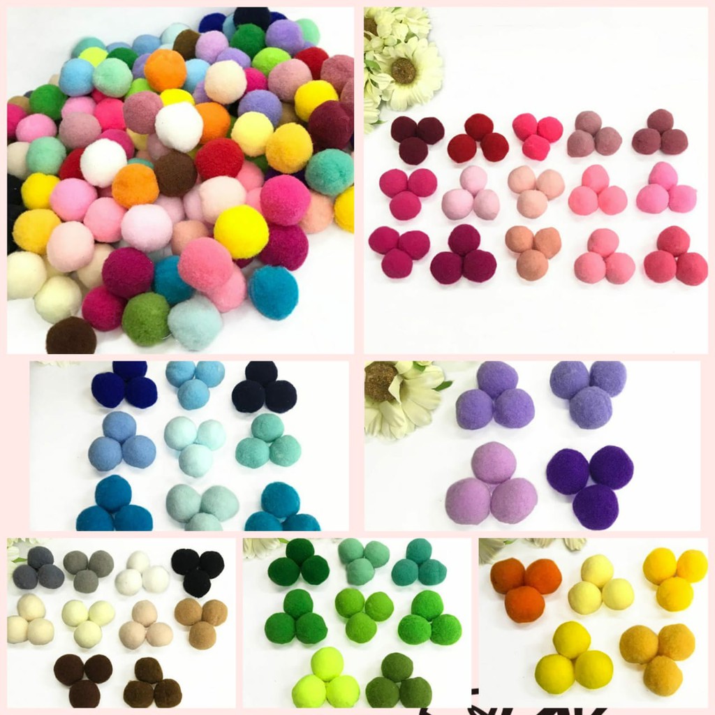 10 PCS - 2 CM | POM POM HALUS ANEKA WARNA | POM POM KAPAS