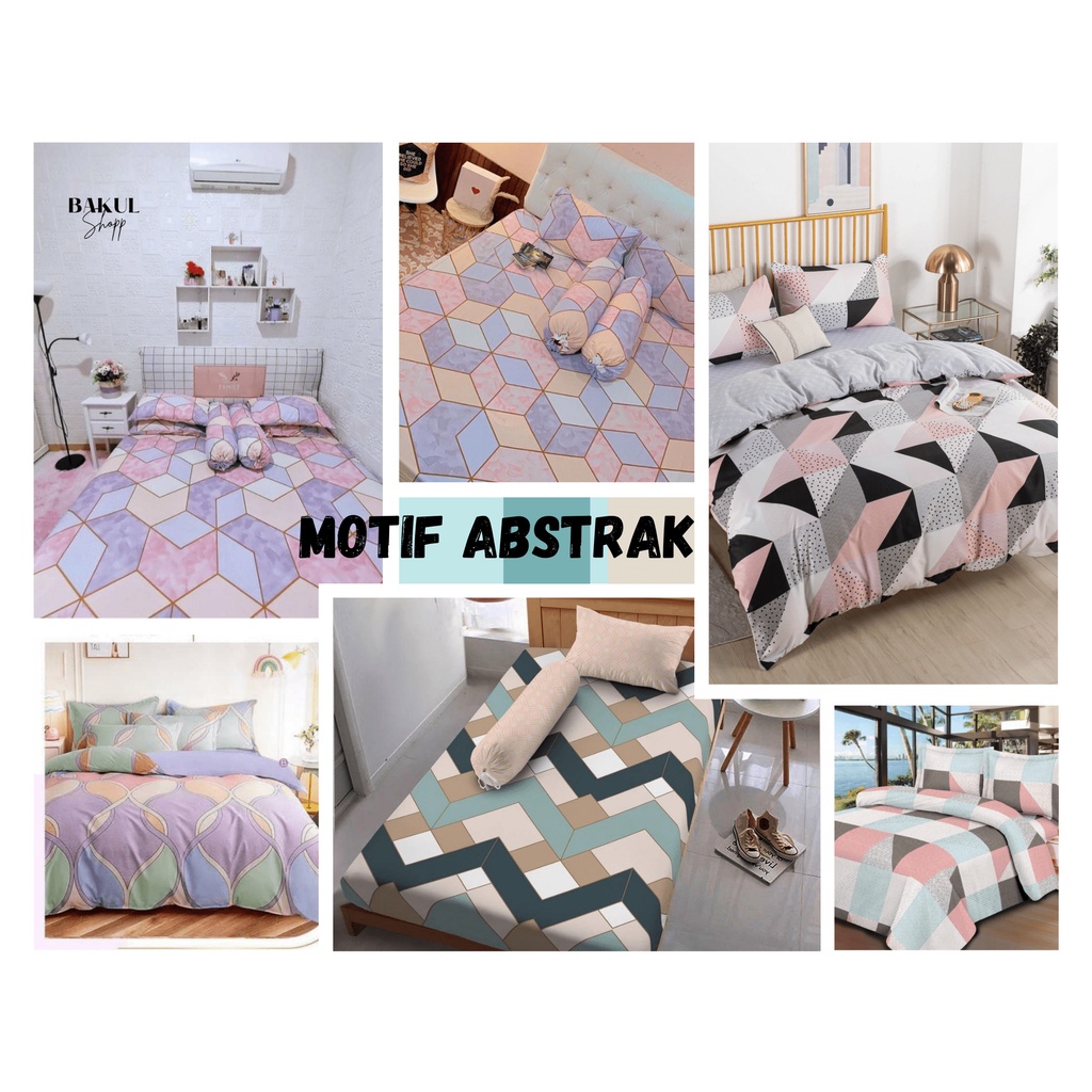 sprei motif aesthetic ukuran 180x200 Tepi Karet Bahan Katun Poli Mikro Tebal kotak hitam abu merah biru putih