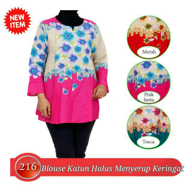 Baju Blouse Jumbo Wanita Motif Bunga - Atasan Jumbo Blouse Bahan Katun