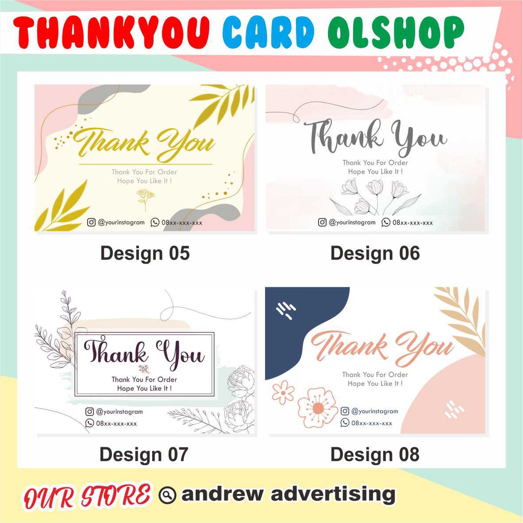 KARTU UCAPAN TERIMAKASIH UNTUK ONLINE SHOP / THANK YOU CARD