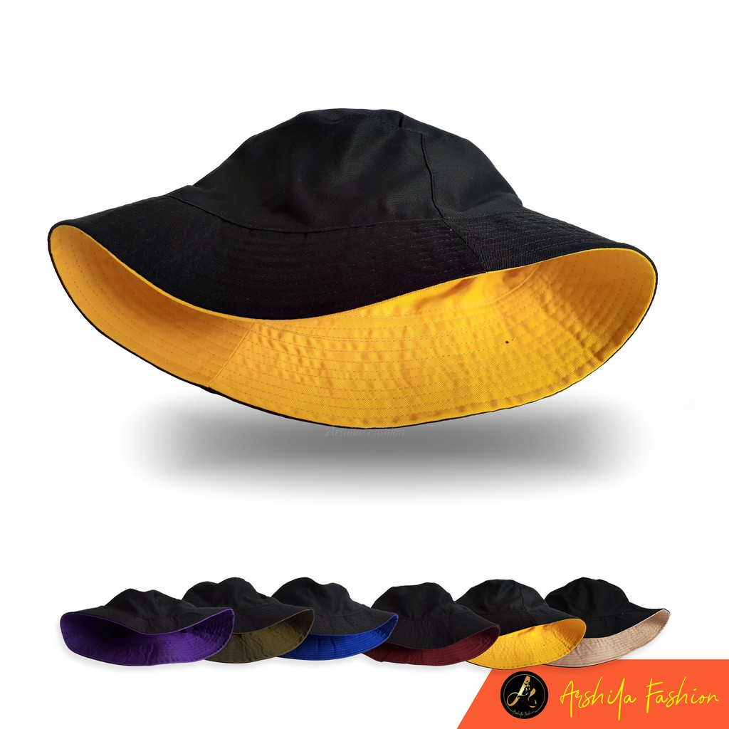 Topi Bucket Bulak Balik 1 Topi 2 Warna luar dalam