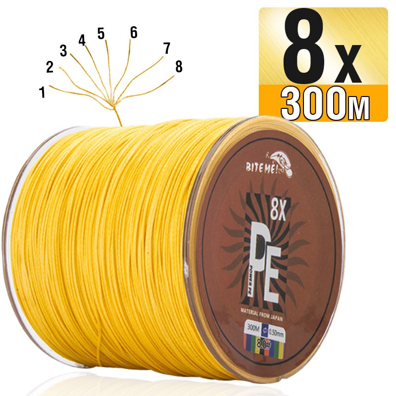 Biteme 8X Senar Pancing Pe Multifilamen 8 Untai 10-80lb Panjang 300m