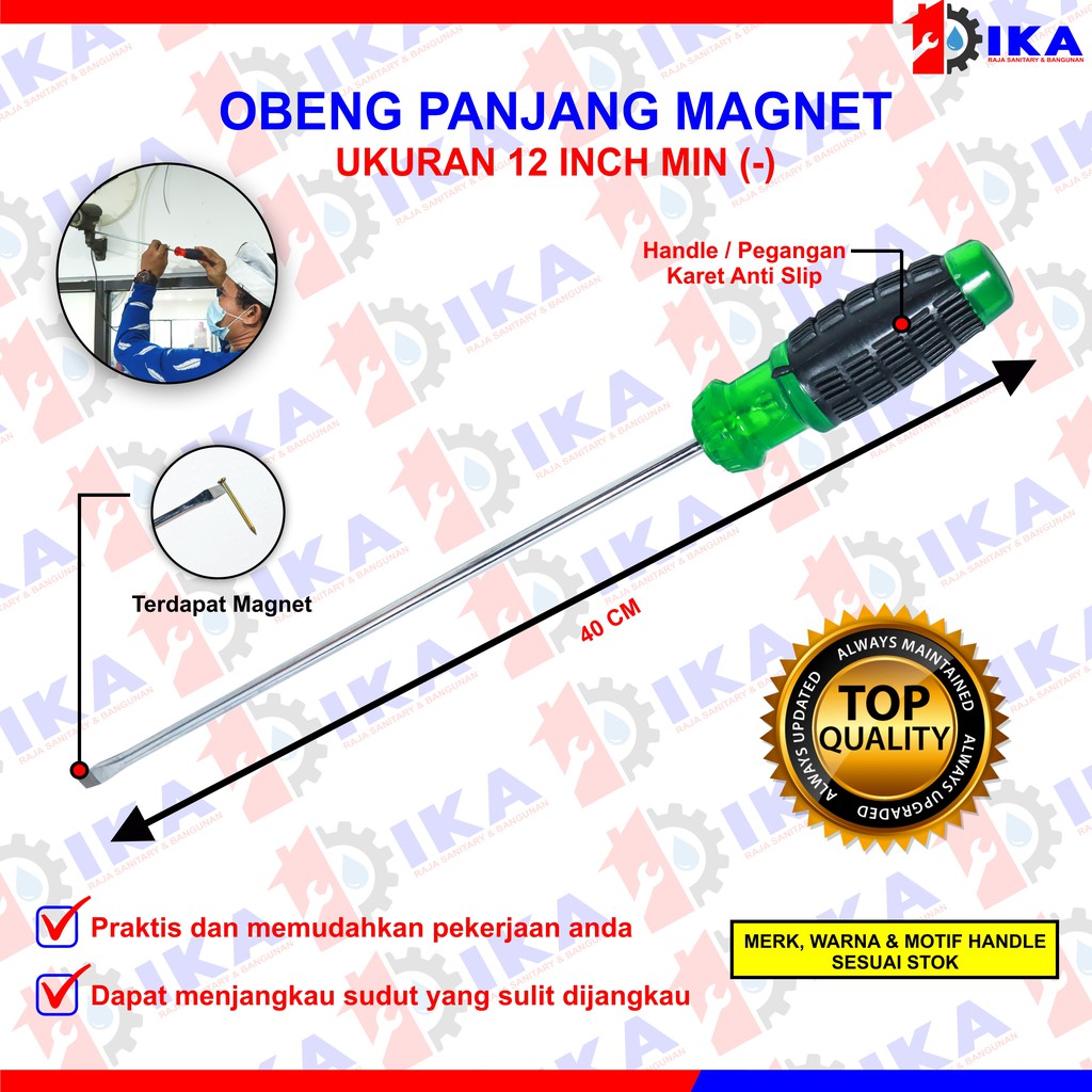 Obeng Gagang Karet Plus Minus Panjang 8 inch (+) (-) 20 cm