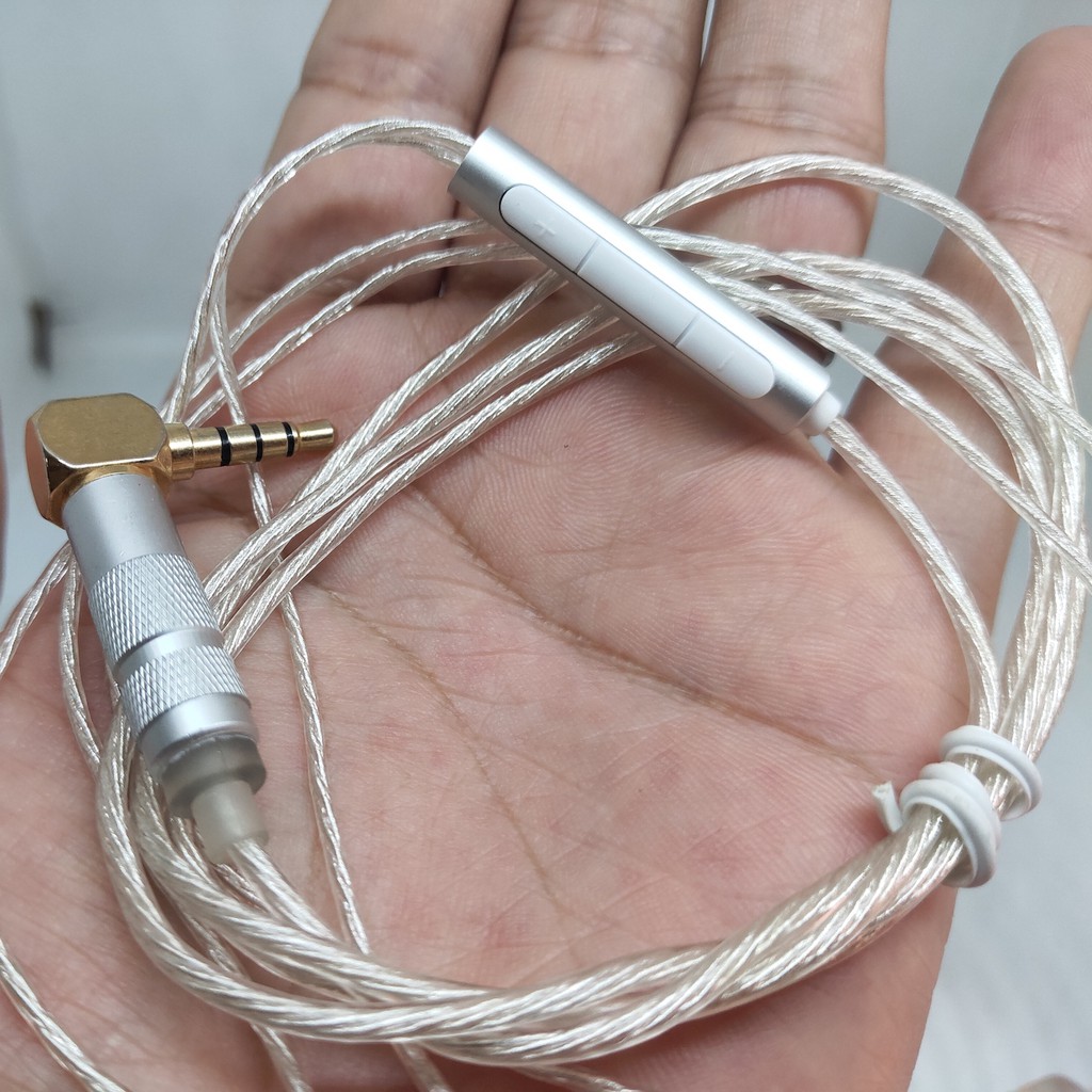 High End Pure Silver Plated Earphone Cable Replacement With Mic