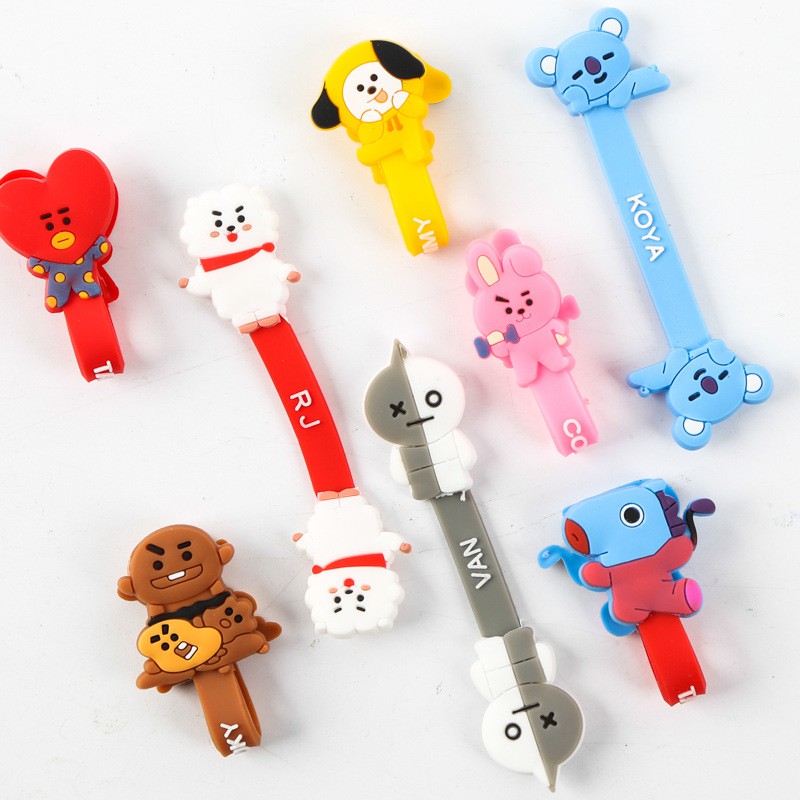 [Bayar Di Tempat]Silicone BTS Earphone Cable Organizer Clips Cable Winder Penyelenggara Kabel