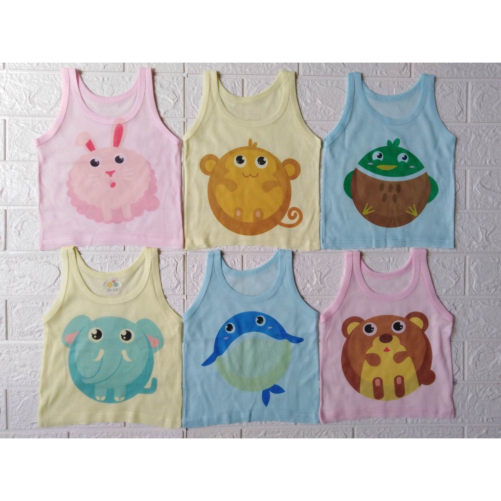 Kaos Dalam SINGLET Bayi Kutung Motif Dan WARNA Usia 0 sd 24 Bulan